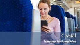  Presentation with train - Theme featuring computer while traveling by train background and a ocean colored foreground