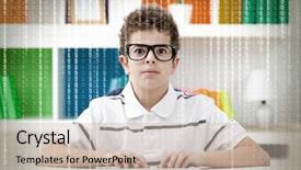  Presentation with code - Slides with computer with binary code background and a soft green colored foreground