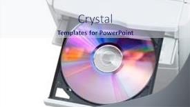  Presentation with computer - Beautiful slide set featuring computer-with-dvd-in-open backdrop and a sky blue colored foreground