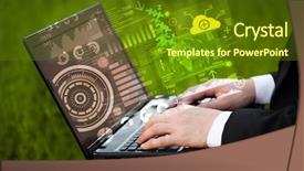  Presentation with future - Audience pleasing slide deck consisting of computer with future technology media backdrop and a tawny brown colored foreground