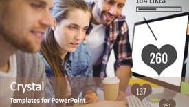  Presentation with computer - Beautiful presentation featuring computer with likes status bar backdrop and a  colored foreground