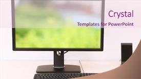  Presentation with computer cartography - Presentation having computer with screensaver on table background and a lemonade colored foreground