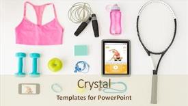  Presentation with healthy lifestyle - Colorful PPT layouts enhanced with computer with smartphone and sports backdrop and a lemonade colored foreground