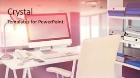  Presentation with telephone mobile - Amazing PPT layouts having computer with telephone and mobile backdrop and a coral colored foreground