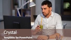  Presentation with green office - Beautiful slides featuring computer working and drinking green backdrop and a violet colored foreground