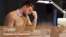  Presentation with computer vision - Colorful presentation design enhanced with computer working at night backdrop and a coral colored foreground