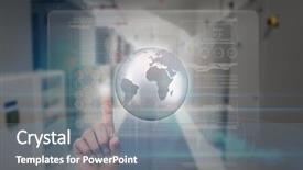  Presentation with power data center - Audience pleasing slide set consisting of computer world - hand pointing against data center backdrop and a gray colored foreground