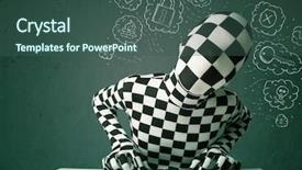  Presentation with computer virus - Slide deck with chinese - costumes act as cyborg background and a light blue colored foreground.