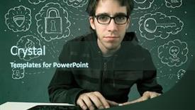  Presentation with hacking - Amazing presentation having computer worms - young nerd hacker with virus backdrop and a ocean colored foreground