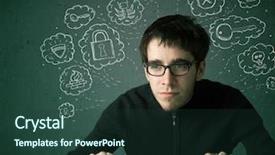  Presentation with hacking - Cool new presentation theme with computer worms - young nerd hacker with virus backdrop and a tawny brown colored foreground