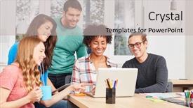  Presentation with team training - Presentation theme consisting of computerization - business start-up team background and a  colored foreground