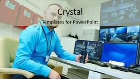  Presentation with video surveillance - Beautiful presentation featuring computerization - video monitoring surveillance security system backdrop and a mint green colored foreground