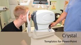  Presentation with instrument - Audience pleasing PPT theme consisting of computerized instrument exploring eyeball auto backdrop and a coral colored foreground