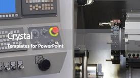  Presentation with control - Amazing slide set having computerized numerical control metalworking machine backdrop and a gray colored foreground
