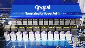  Presentation with power electronics - Slide deck enhanced with computers circuitboard and power channels background and a royal blue colored foreground