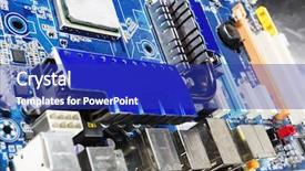  Presentation with components - Slide set featuring computers components microchips and transistors background and a royal blue colored foreground