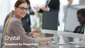  Presentation with african american in computer business - Cool new PPT layouts with computers related - business woman working backdrop and a  colored foreground