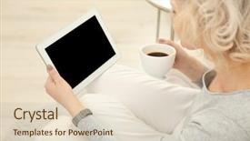  Presentation with video - Slide deck enhanced with computers related - senior woman making video call background and a lemonade colored foreground