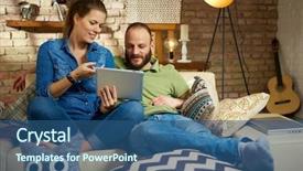  Presentation with broken home upset couple - Amazing slide deck having computers related - young couple sitting at home backdrop and a ocean colored foreground