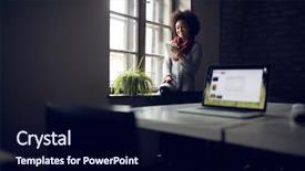  Presentation with pause - Amazing slide deck having computers tablets cell phones - african girl on pause use backdrop and a navy blue colored foreground