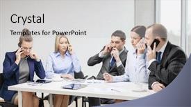  Presentation with technology - Presentation theme consisting of computers tablets cell phones - business technology and office concept background and a light gray colored foreground