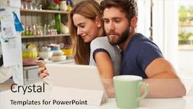  Presentation with using digital tablet - Presentation theme consisting of computers tablets cell phones - couple eating breakfast using digital background and a lemonade colored foreground