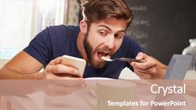  Presentation with eating disorders anorexia - Beautiful presentation theme featuring computers tablets cell phones - man eating breakfast whilst using backdrop and a coral colored foreground