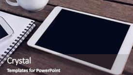  Presentation with digital transformation mobile first - Beautiful slides featuring computers tablets cell phones - overhead of digital tablet mobile backdrop and a dark gray colored foreground