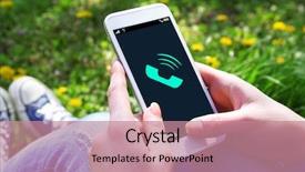  Presentation with phone - Amazing presentation design having computers tablets cell phones - young woman with mobile phone backdrop and a coral colored foreground