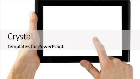  Presentation with hand shake computer - Amazing slides having computers tablets phones - tablet computer isolated backdrop and a white colored foreground