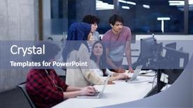  Presentation with software - PPT theme consisting of computers while writing programming code background and a ocean colored foreground