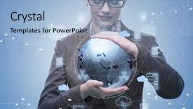  Presentation with healthcare technology internet of things cloud - Theme having computing concept in technology collage background and a light blue colored foreground