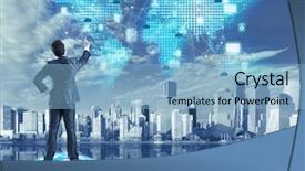  Presentation with cloud technology - Colorful slide set enhanced with computing concept in technology collage backdrop and a light blue colored foreground