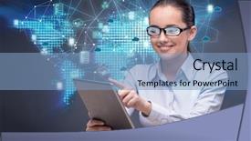  Presentation with cloud technology - PPT theme with computing concept in technology collage background and a  colored foreground