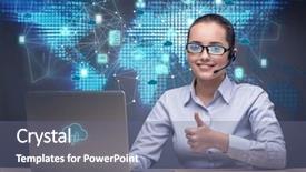  Presentation with healthcare technology cloud - Slide deck enhanced with computing concept in technology collage background and a  colored foreground