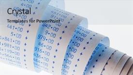  Presentation with black and white film strip - PPT theme with computing strips of a calculator background and a light blue colored foreground