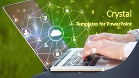  Presentation with cloud computing security - Audience pleasing presentation consisting of computing system and network security backdrop and a tawny brown colored foreground