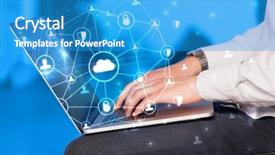  Presentation with cloud computing security - PPT theme featuring computing system and network security background and a teal colored foreground