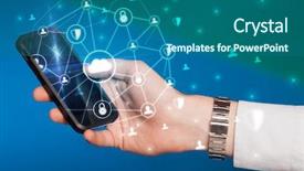  Presentation with mobile network - Theme having computing system and network security background and a ocean colored foreground