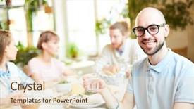  Presentation with hybrid crop - PPT theme consisting of comrades - crop view of smiling bald background and a lemonade colored foreground