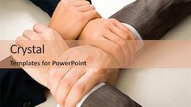  Presentation with partners - Cool new presentation theme with comrades - image of crossed hands backdrop and a coral colored foreground