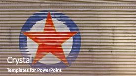  Presentation with red star - Cool new PPT layouts with comunica ao - red star on side backdrop and a coral colored foreground