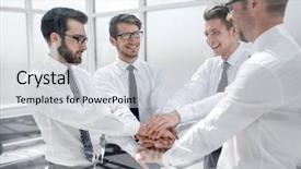  Presentation with unity - Slide set consisting of comunicacion - successful business by showing their background and a light gray colored foreground