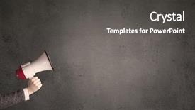  Presentation with plain - PPT layouts having comunicar - caucasian arm holding megaphone background and a dark gray colored foreground