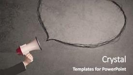  Presentation with business - Presentation theme consisting of comunicar - caucasian business hand holding megaphone background and a  colored foreground