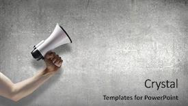  Presentation with hand holding pencil - PPT layouts featuring comunicar - close up of human hand background and a light gray colored foreground