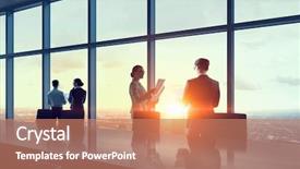  Presentation with people - Colorful theme enhanced with comunication team - silhouettes of business people backdrop and a coral colored foreground