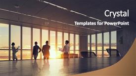  Presentation with media comunication - Slides enhanced with comunication team - silhouettes of business people background and a dark gray colored foreground