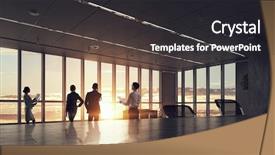  Presentation with office mix of people - Colorful PPT layouts enhanced with comunication team - silhouettes of business people backdrop and a dark gray colored foreground