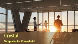  Presentation with media comunication - Amazing slide deck having comunication team - silhouettes of business people backdrop and a  colored foreground